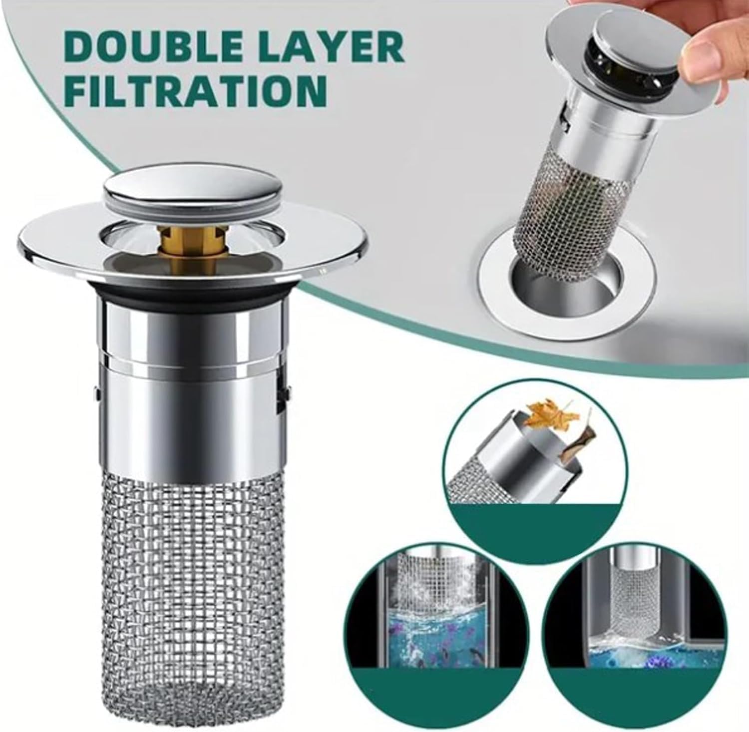 Stainless Steel Pop-Up Drain Strainer for Bathroom Sink