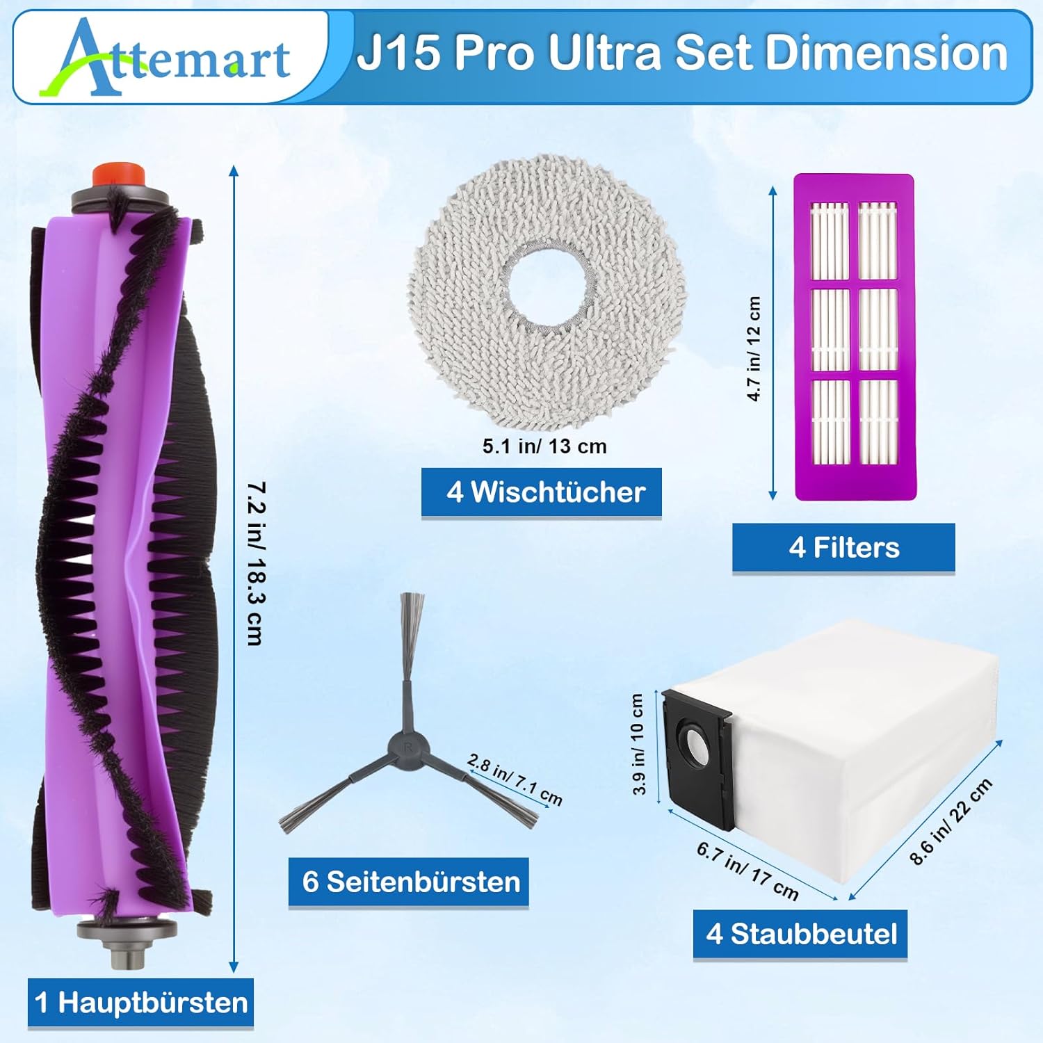 Attemart J15 Pro Ultra Replacement Parts Kit 20 Pack