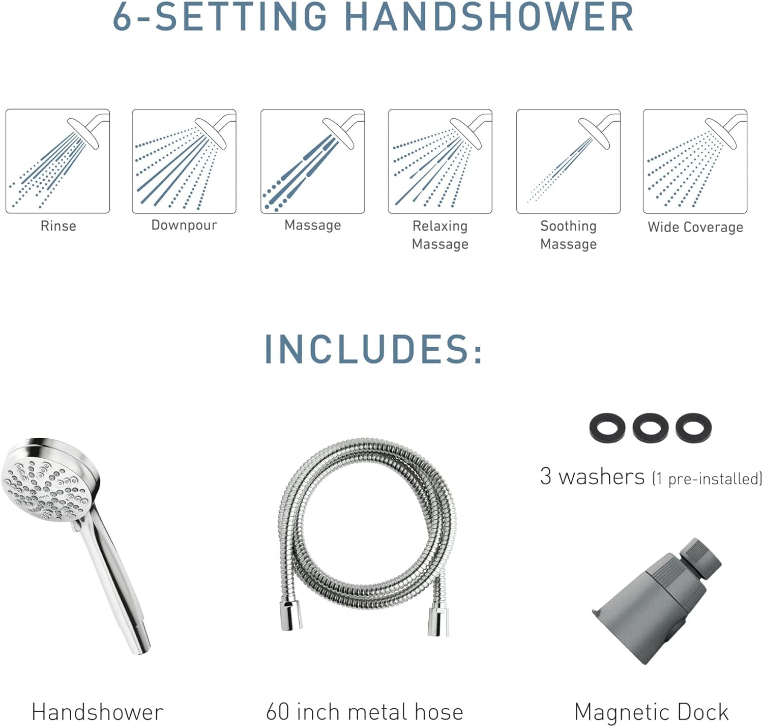 Moen Engage Magnetix 35-Inch Handheld Showerhead with Magnetic Docking