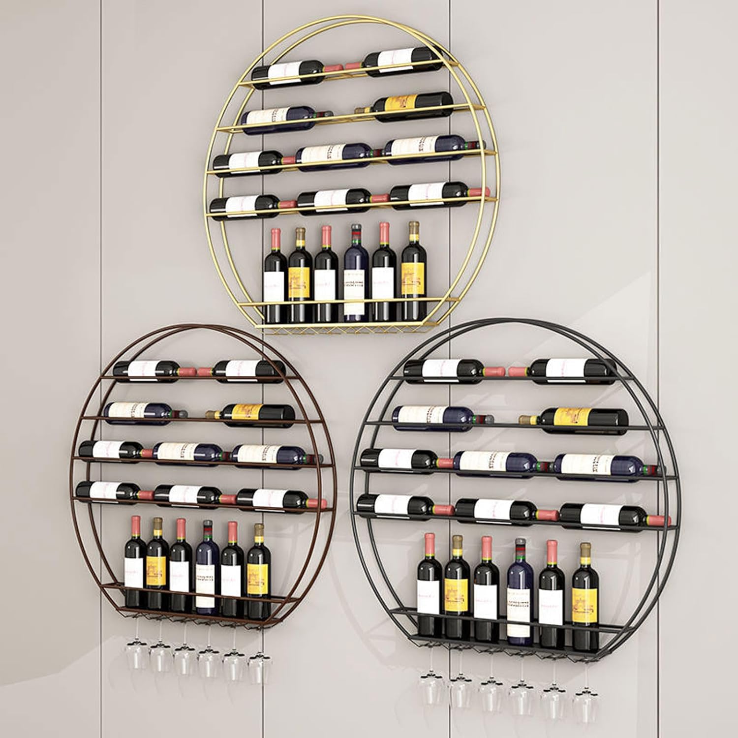 HUHJYUGE Wall Mounted Wine Rack with Gold Finish