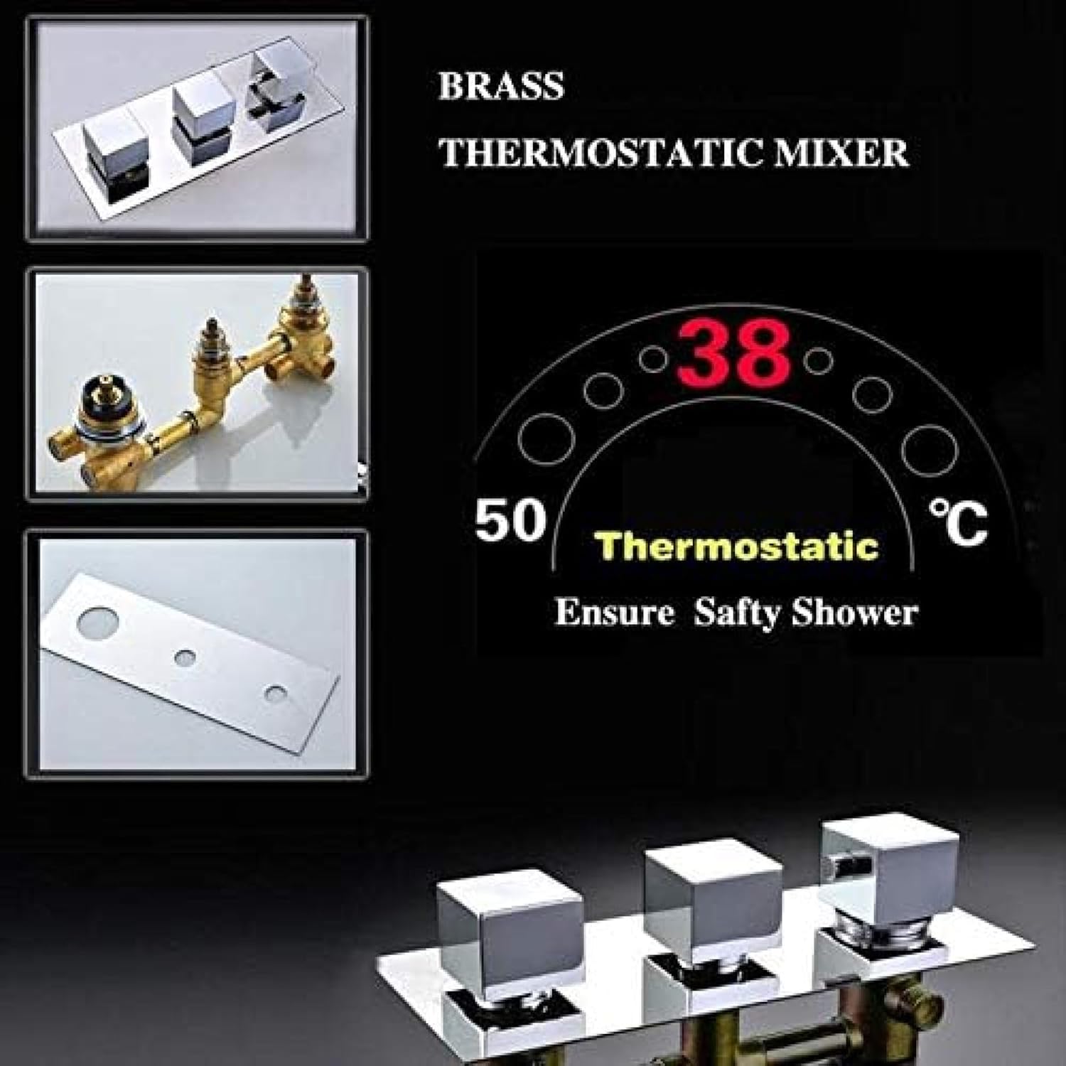 8 Inch Rain Shower Head System with Thermostatic Valve