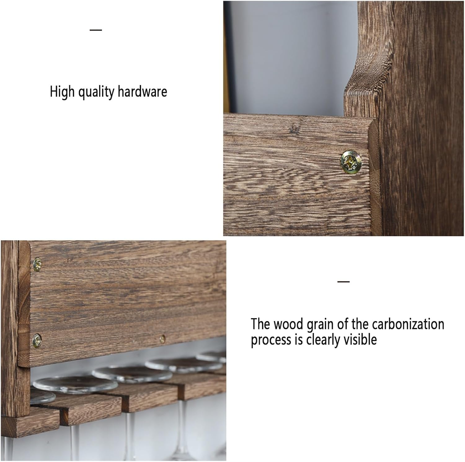 ERICAT Wall Mounted Wood Wine Rack for 6 Bottles Brown