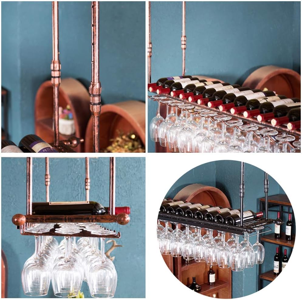 ZJDYDY Hanging Wine Rack - Black 120x30cm