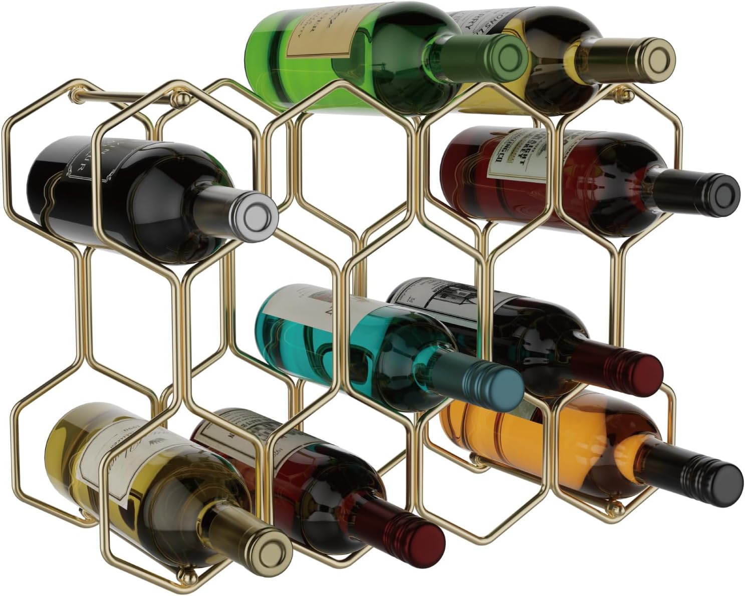 Buruis 14-Bottle Tabletop Wine Rack Gold 1