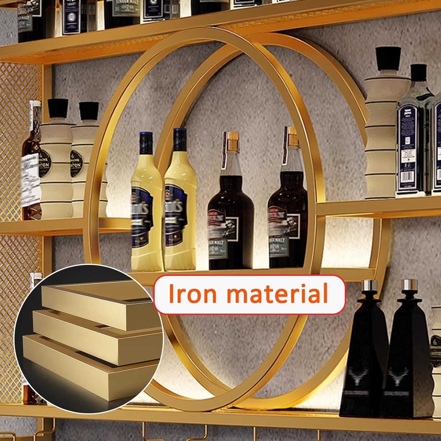 JKGHK Wall Mounted Glass Holder 3-Layer Wine Rack Gold 393in100cm