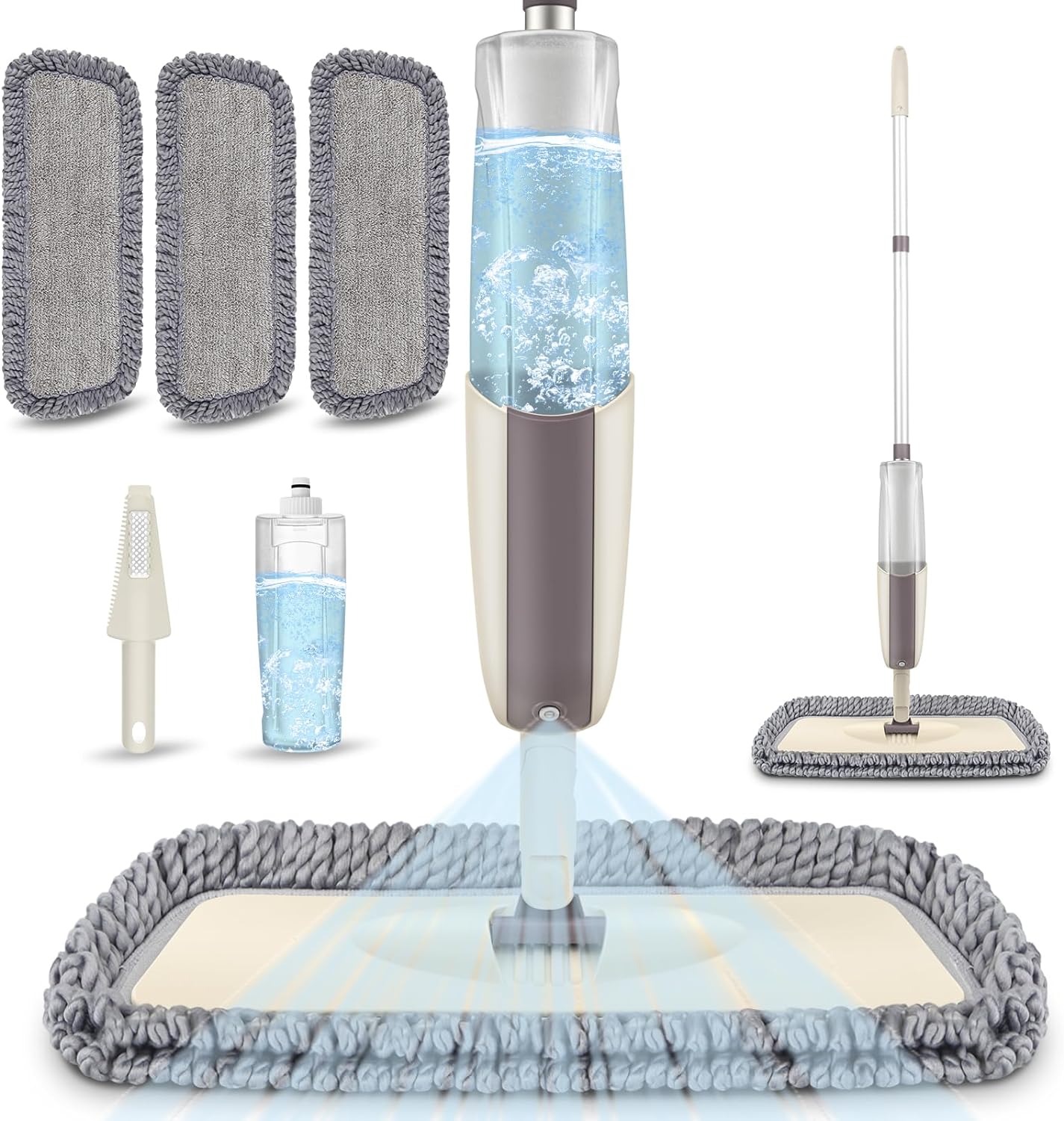 MEXERRIS 3x Reusable Microfiber Spray Dust Mop for Hardwood Floors
