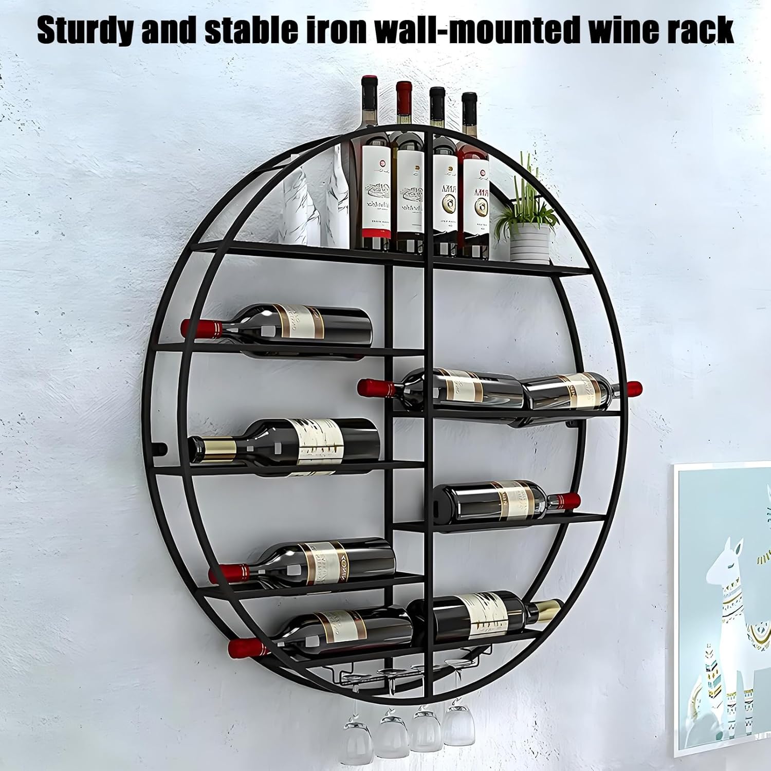 YVYKFZD Wall Mounted Wine Rack Black 60x11x60cm
