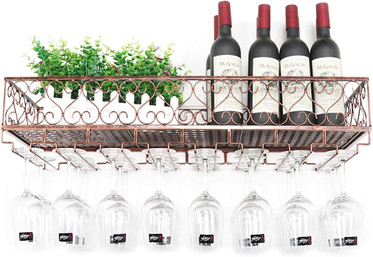 CGF- Wall Mounted Wine Rack with 8 Glass Holders