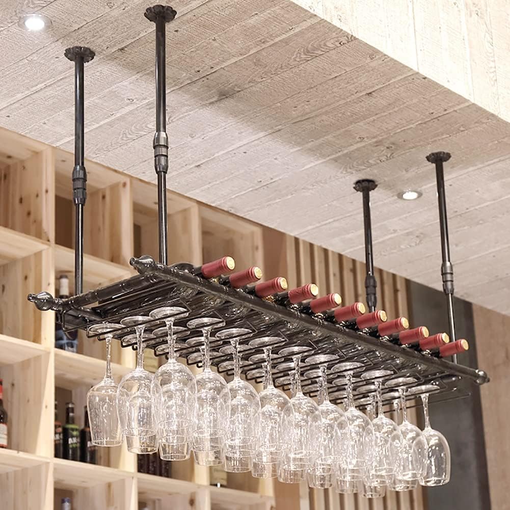 ZJDYDY Wall-Mounted Wine Rack Black Metal 60x30cm