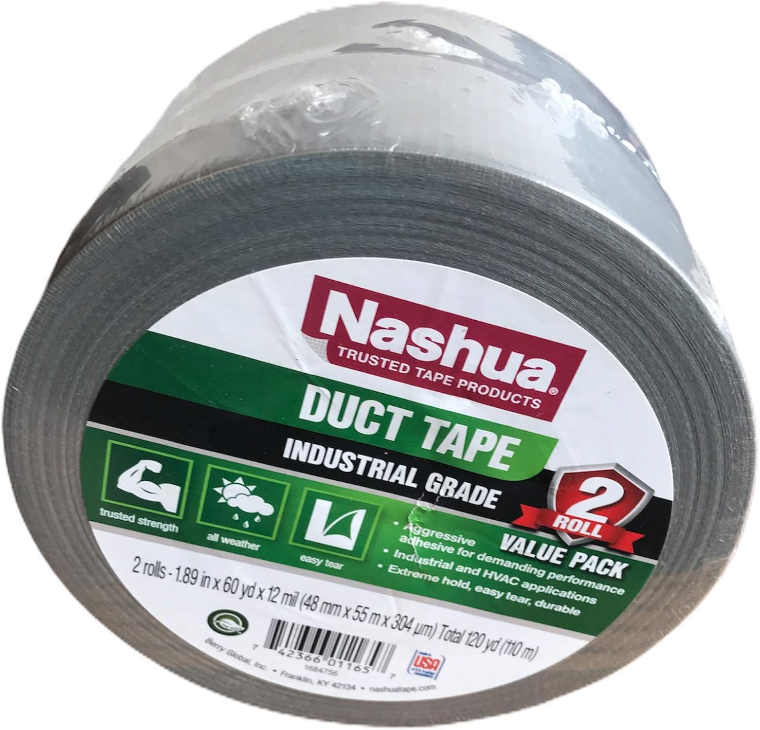 Nashua Duct Tape 12 Mil Thick 2 In x 60 Yd 2 Pack