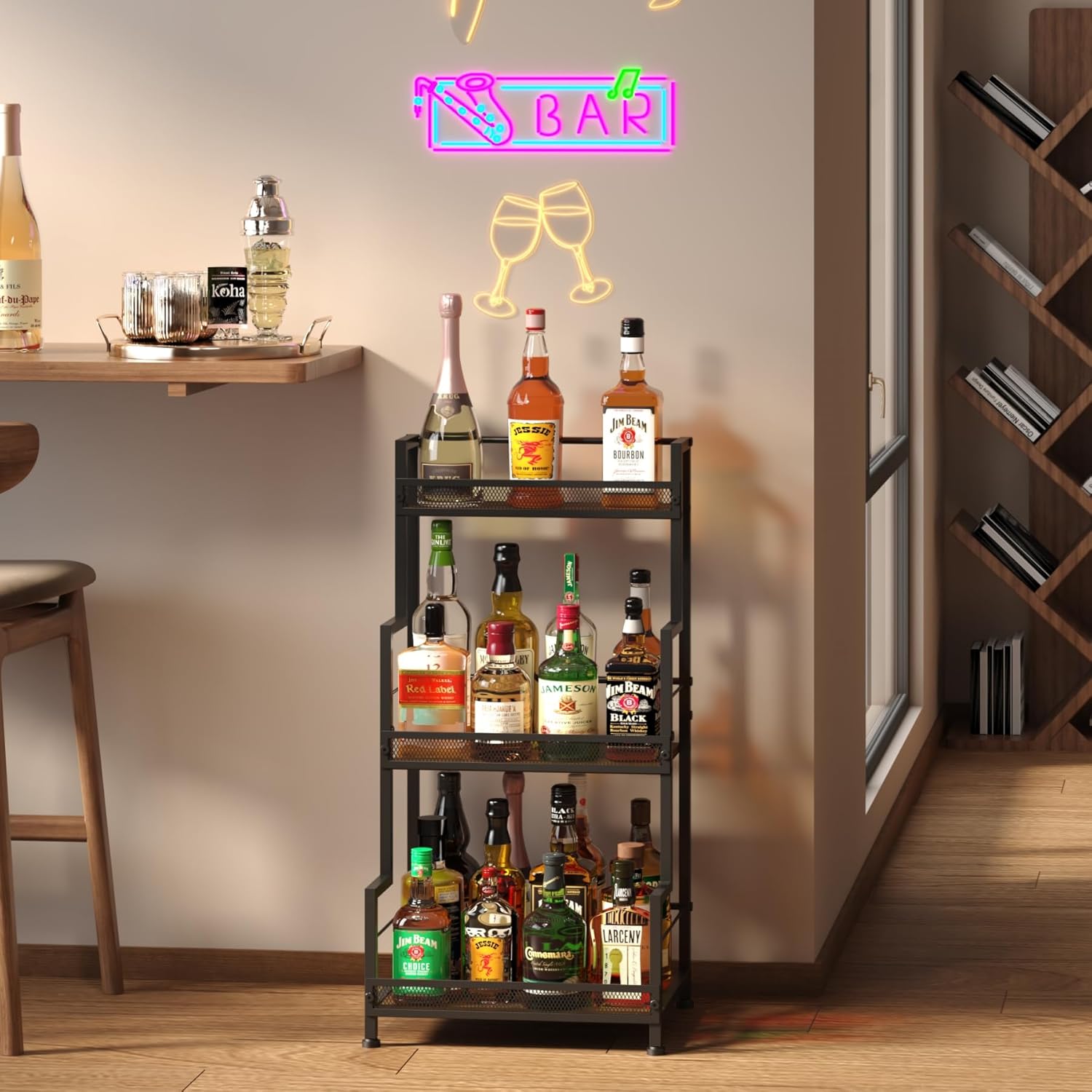 Bliesosfud Upgraded 3 Tier Liquor Stand for Home Bar