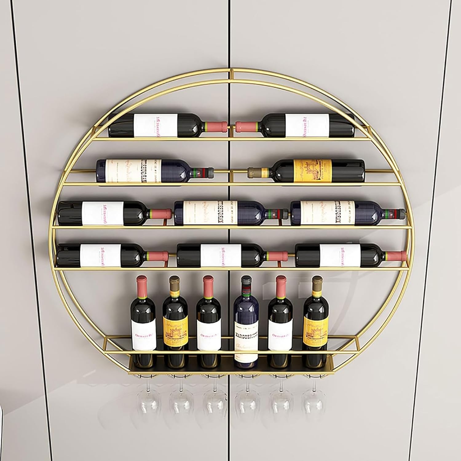 HUHJYUGE Wall Mounted Wine Rack with Gold Finish
