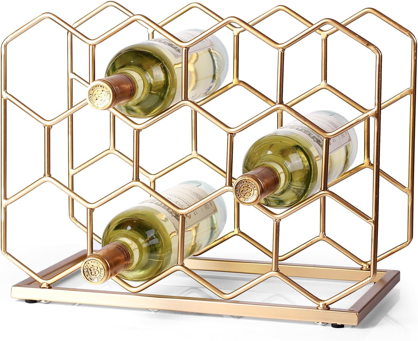 14 Bottle Countertop Wine Rack - Modern Gold Metal Design