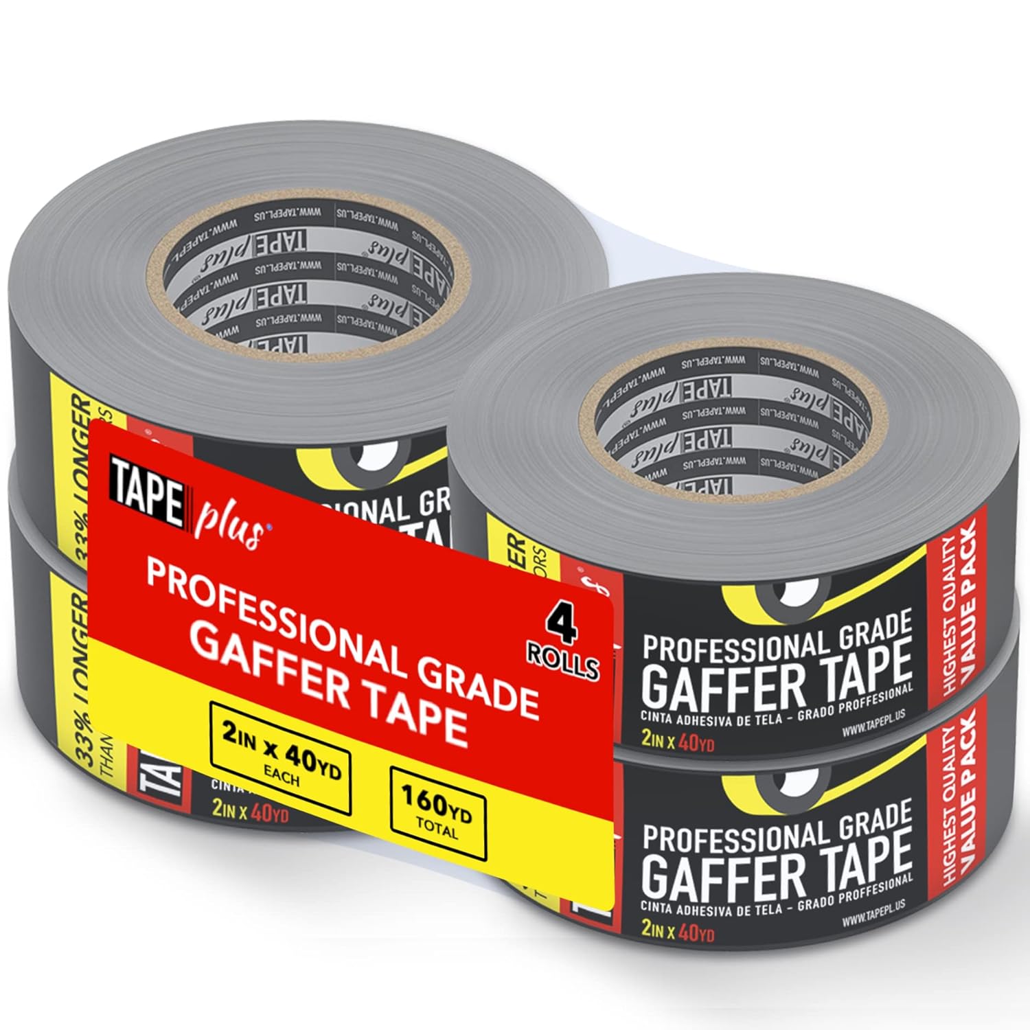 4 Pack Gaffer Tape 2in x 40 Yards Matte Black