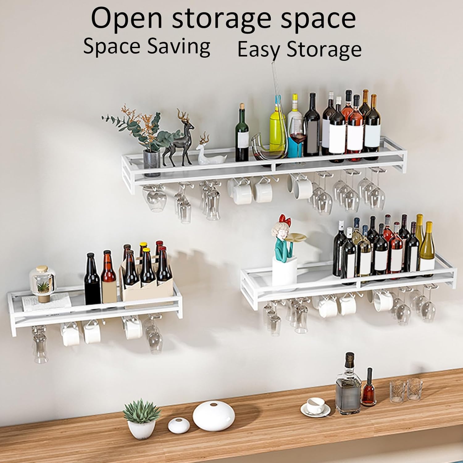LIGUOYI Wall-Mounted Wine Rack 6080100CM Black Gold White