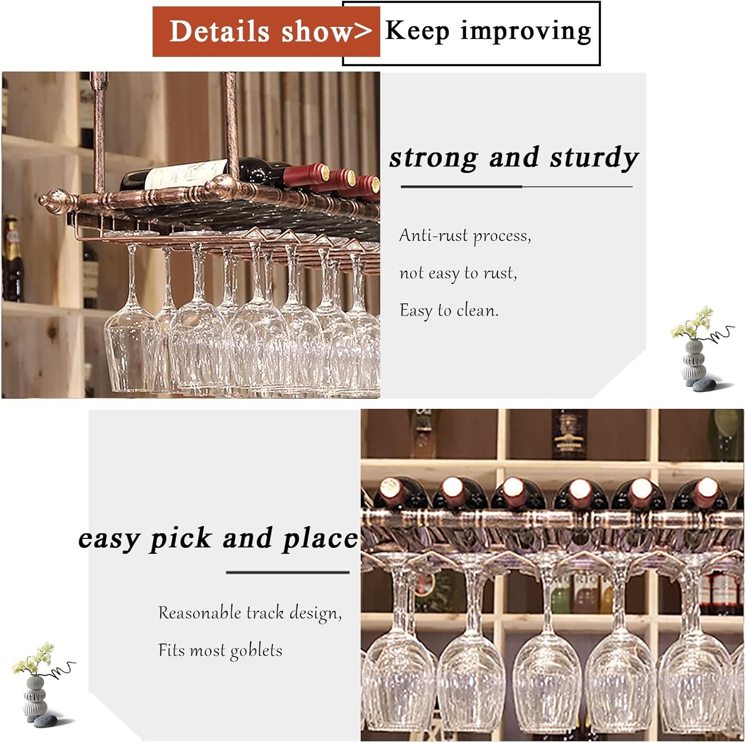 ZJDYDY Wall-Mounted Wine Rack with 2-in-1 Design