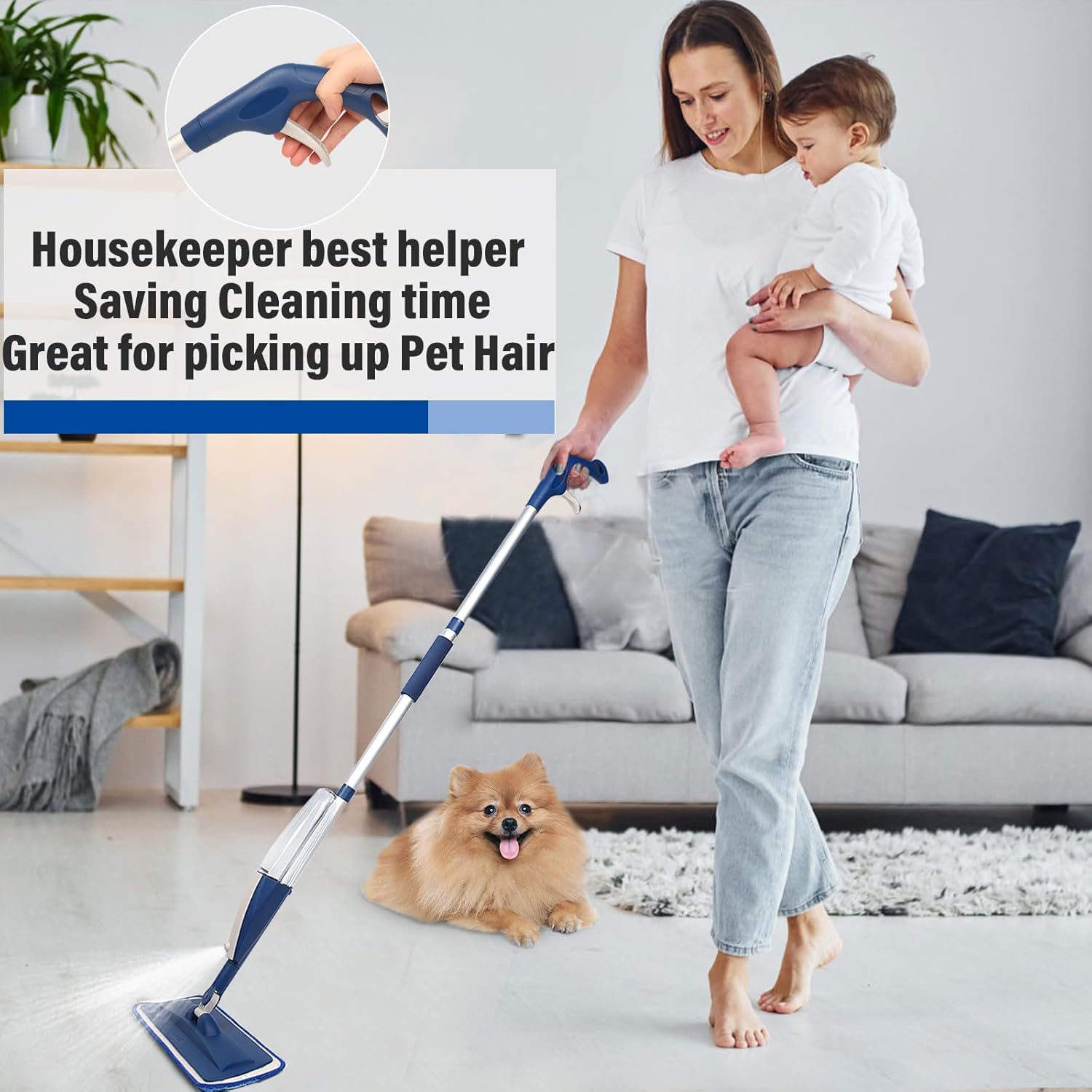 Panda Grip Spray Mop with 14 Oz Refill and 3 Microfiber Pads