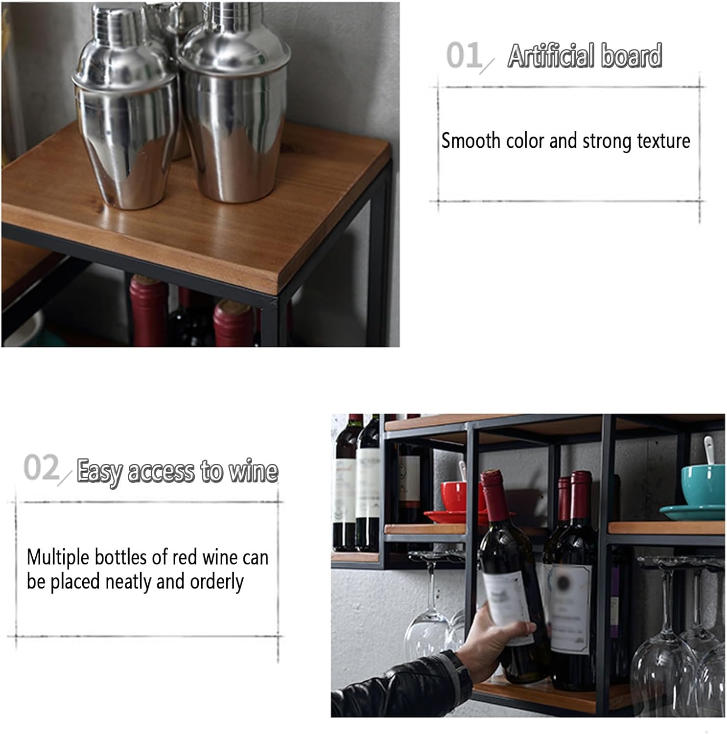 ERICAT Wall Mounted Wine Racks Black