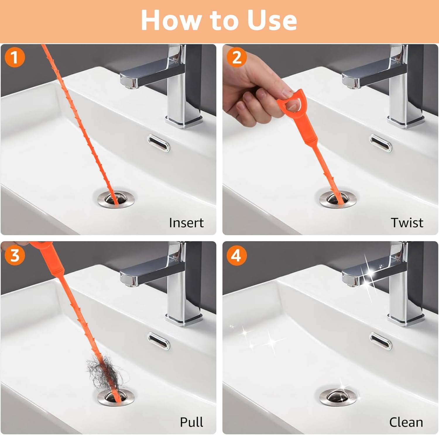 AHUONEL 4Pcs Drain Cleaner Tool Set