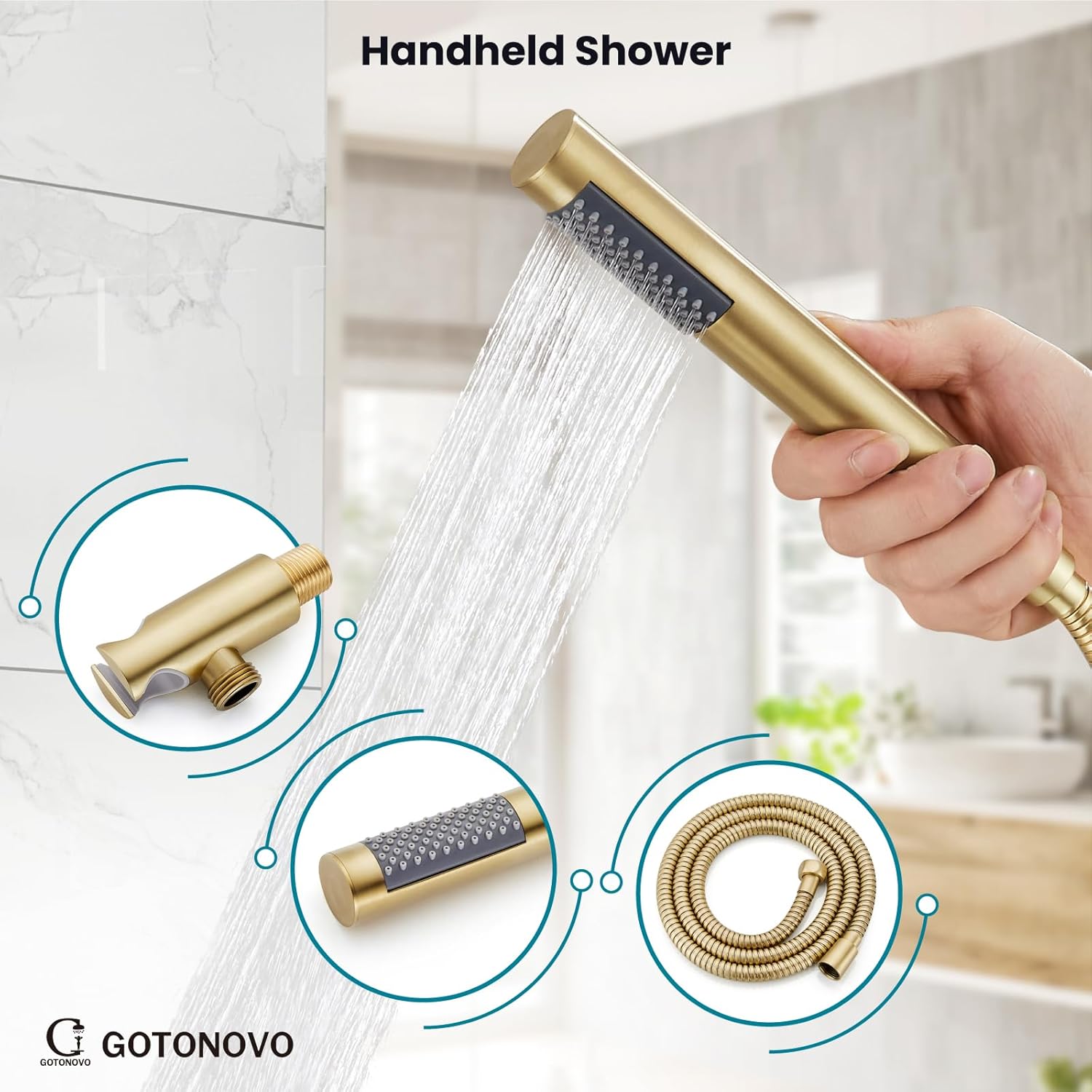 gotonovo 10 Inch Round Rainfall Showerhead with Handheld Spray and Rough In Valve