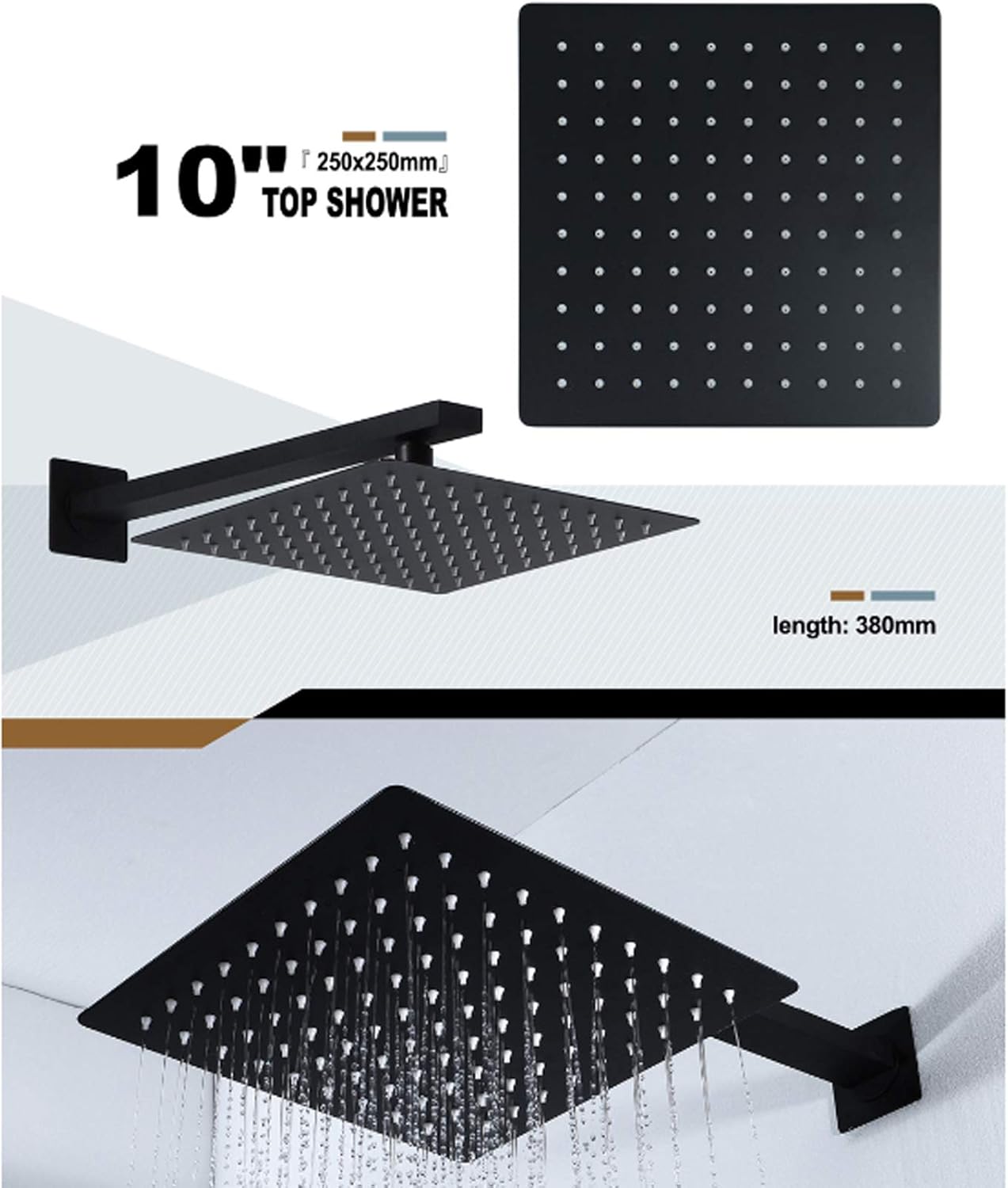 Black Rain Shower System with Body Jets and Handheld