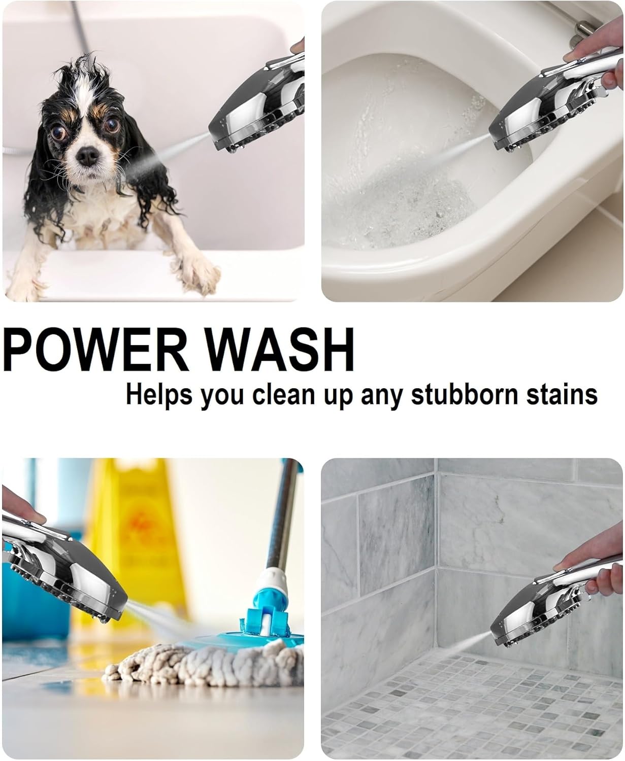 Diiwet 7 Settings Handheld Showerhead with Power Wash