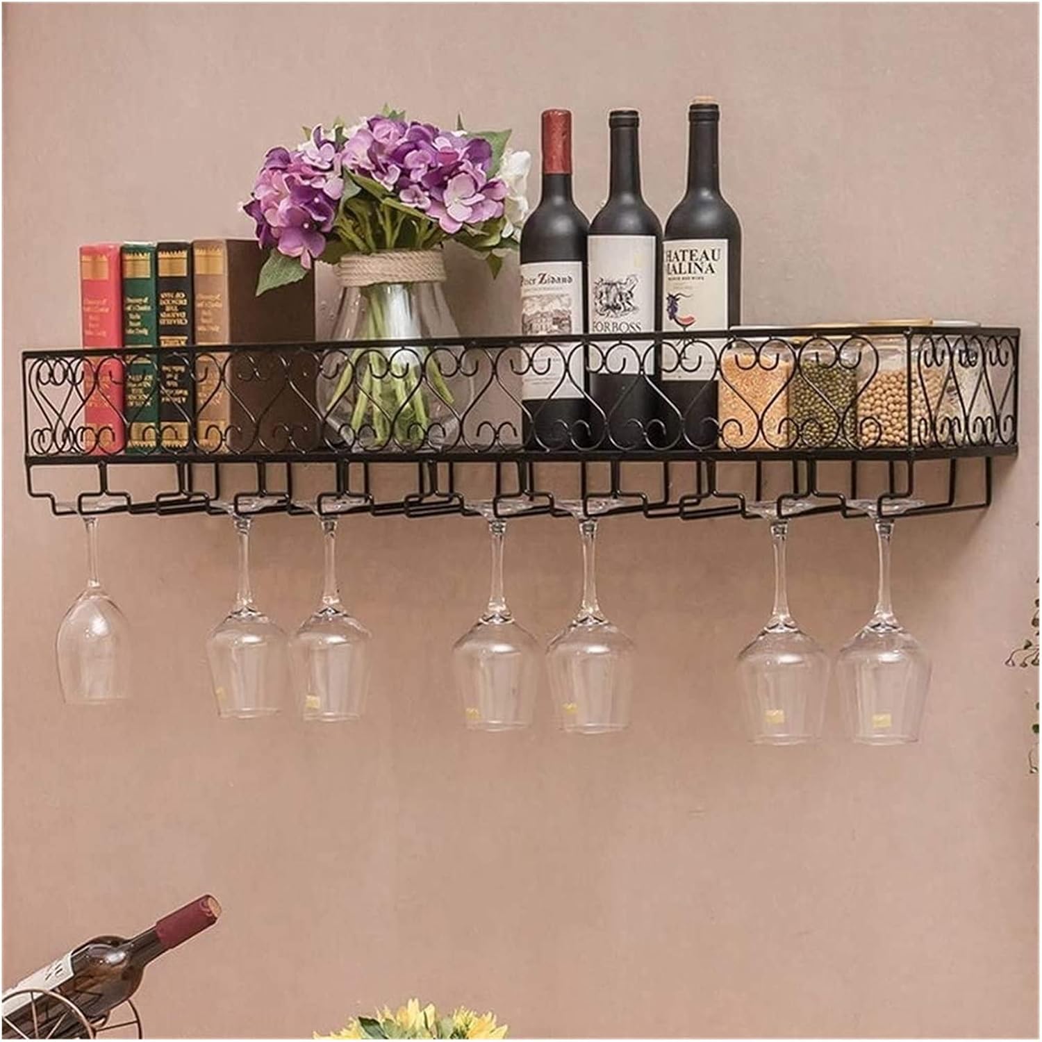 ALDEPO Wall-Mounted Wine Racks Black Industrial Retro Design