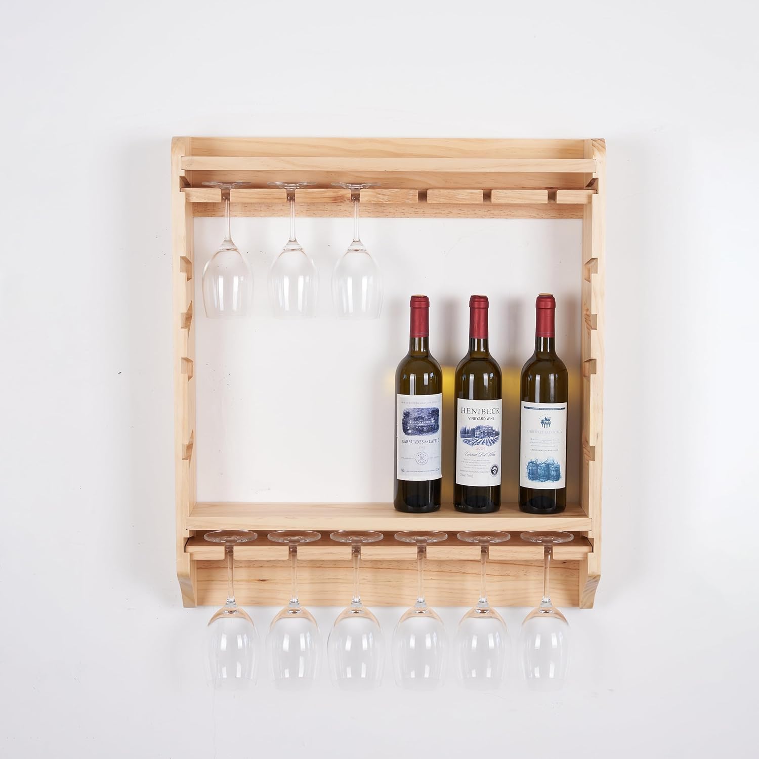 18 Bottle Wall Wine Rack with Glass Holder 1