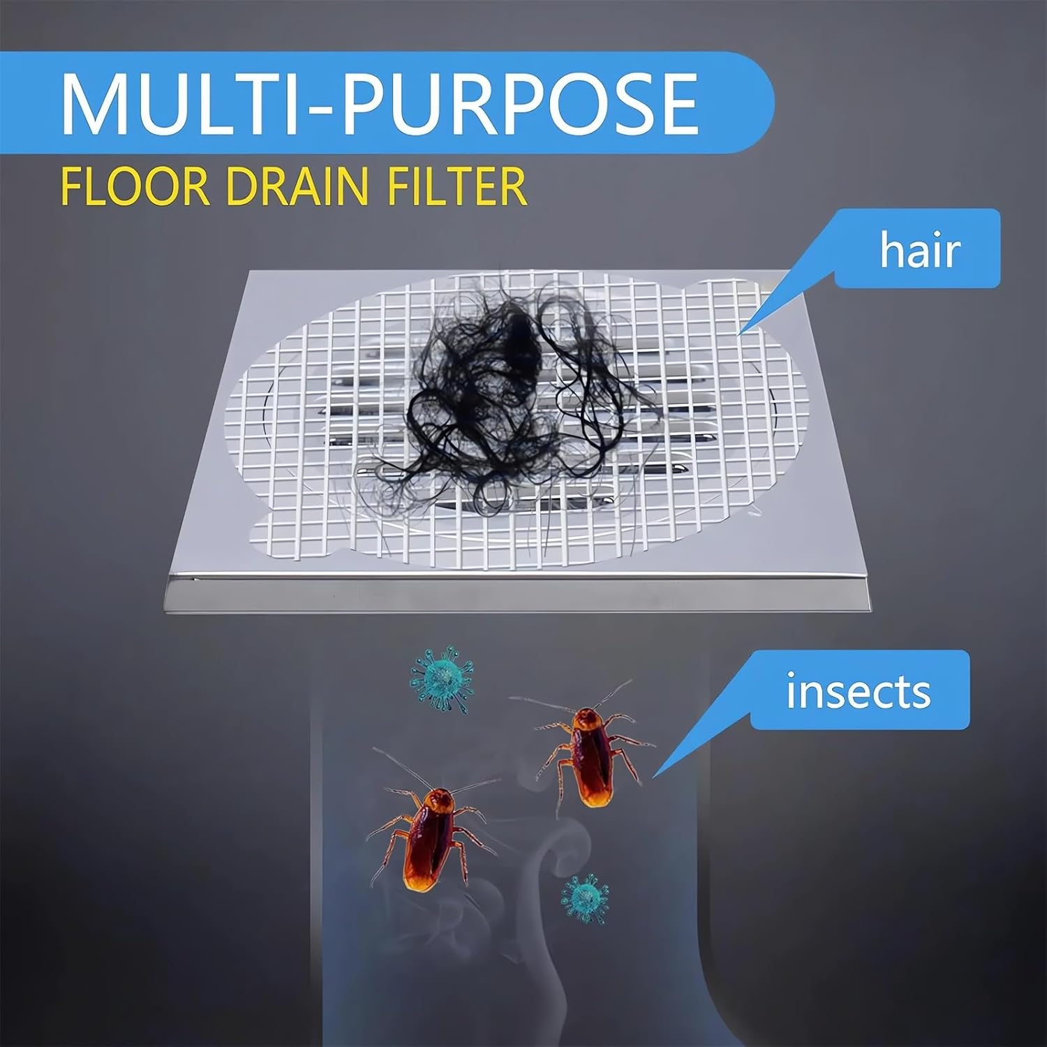 GYLCTOM Shower Drain Hair Catcher - 100PC Disposable Flat Mesh Sticker