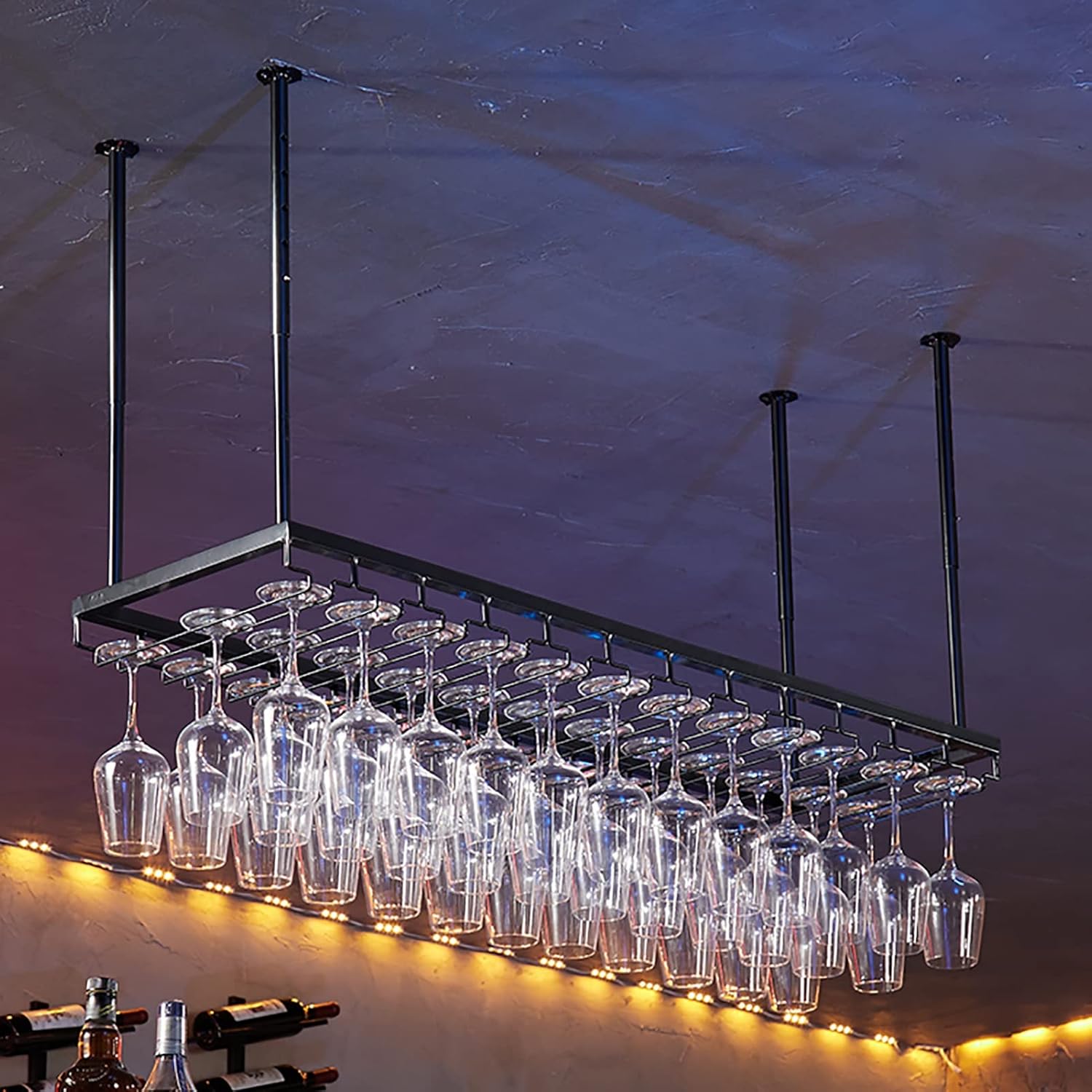 ZJDYDY Wall-Mounted Wine Rack with Goblet Holder