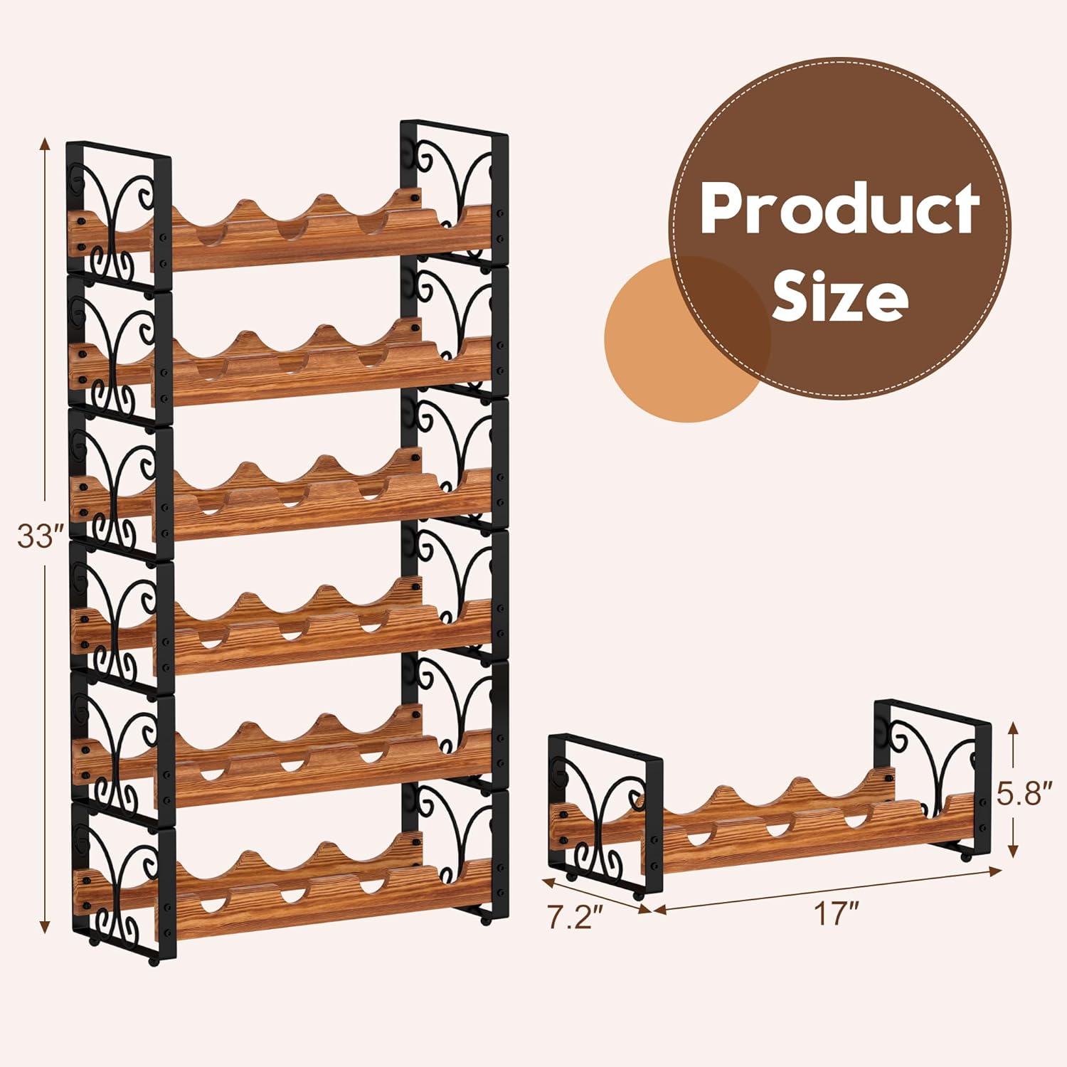 X-cosrack 6-Tier Freestanding Wine Rack with 24 Bottles Capacity
