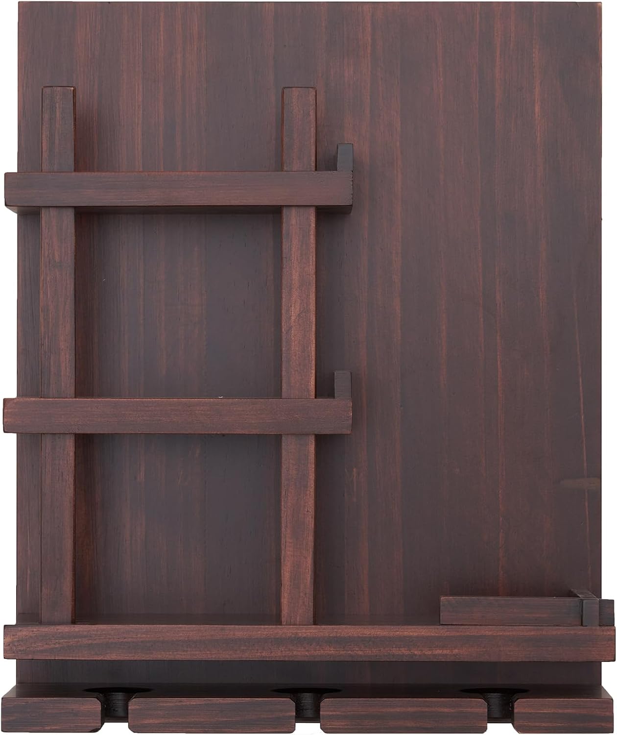 Wall-Mounted Wine Rack with Cup Holder and 4 Bottle Capacity