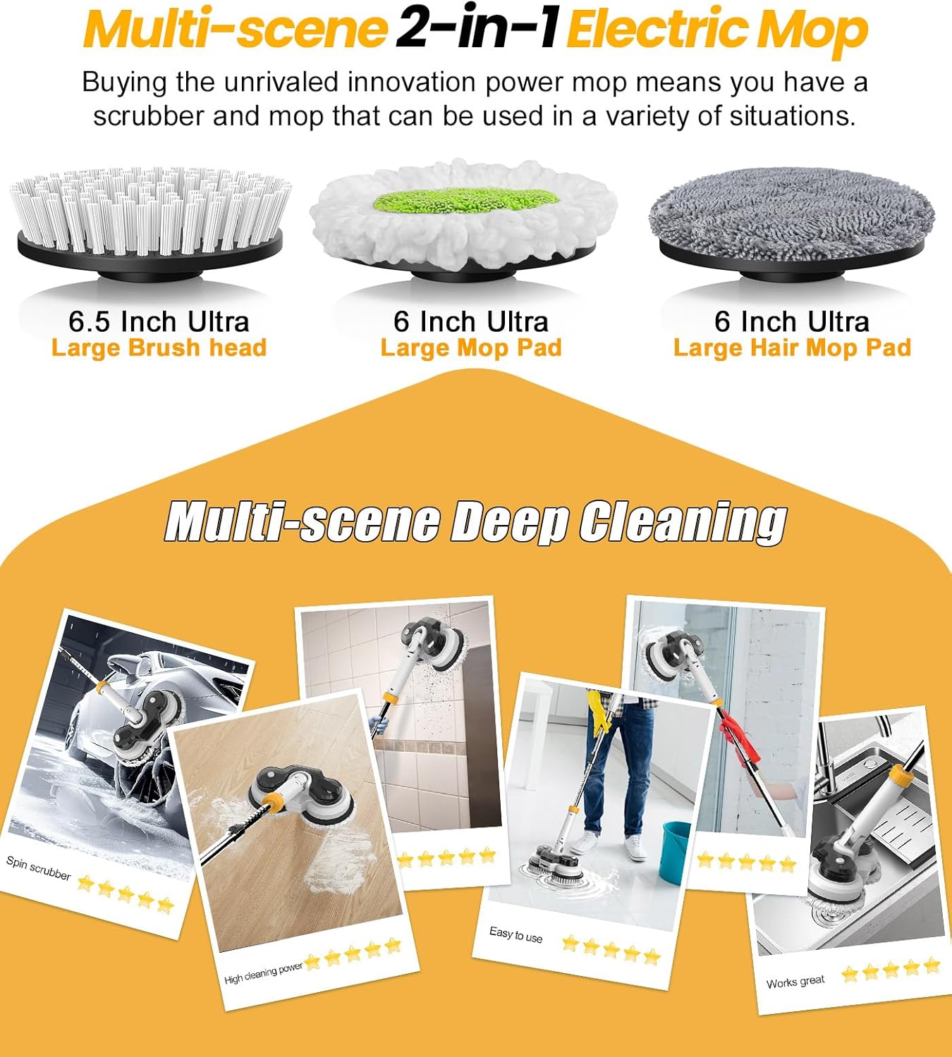 Qimedo 800RPM Cordless Electric Mop with Smart Display