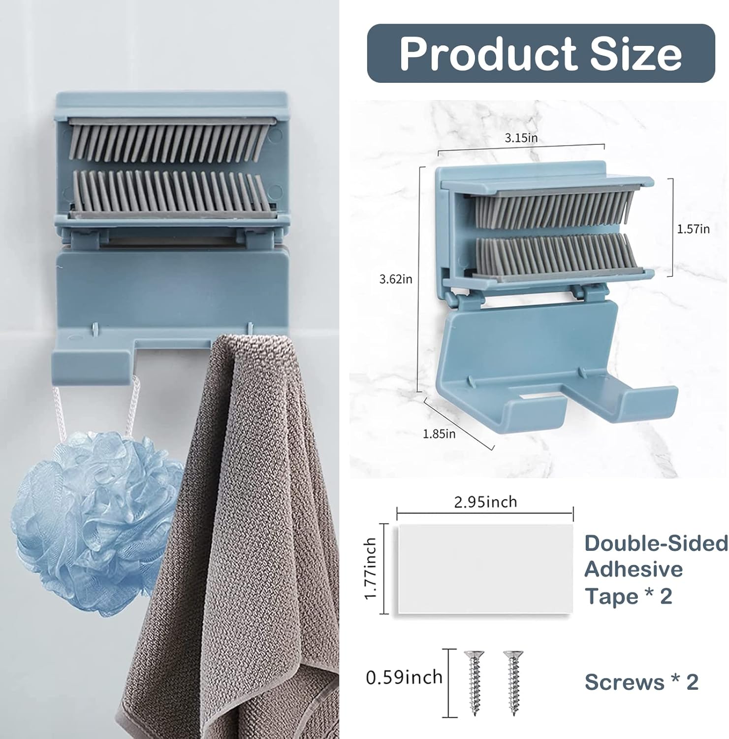 Oneasmot Shower Hair Catcher Wall Blue