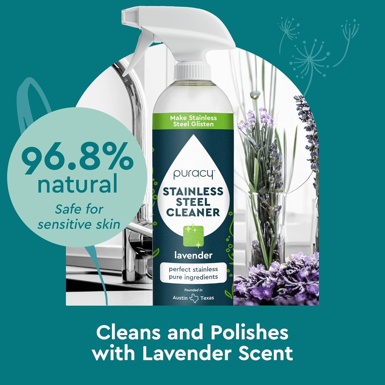 Puracy Stainless Steel Cleaner with Lavender Scent