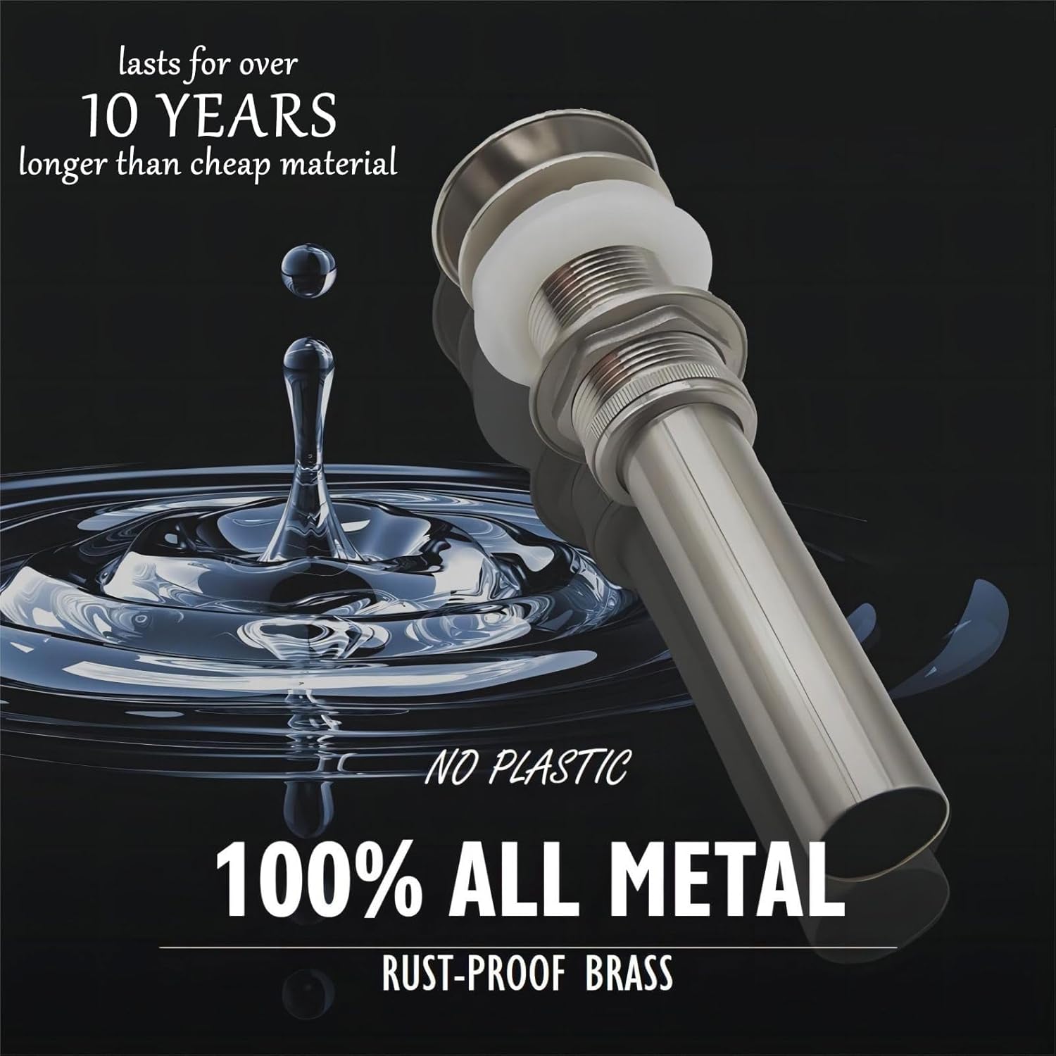 Yodel Vessel Sink Drain Stopper - Brushed Nickel No Overflow 1 34 Fit