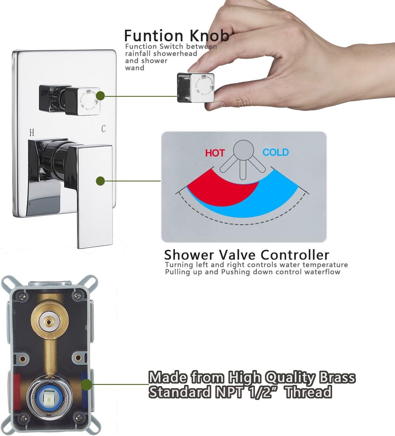 Chrome Shower Faucet Set with Body Jets and Handheld