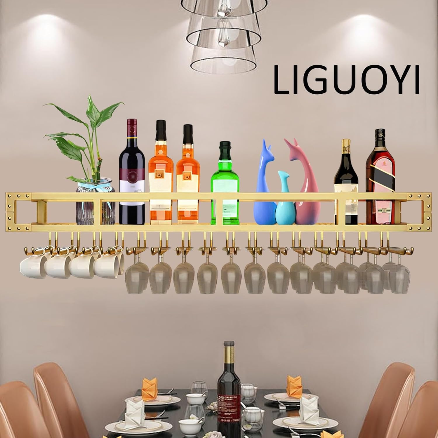 Wall-Mounted Wine Glass Holder For Kitchen Bar