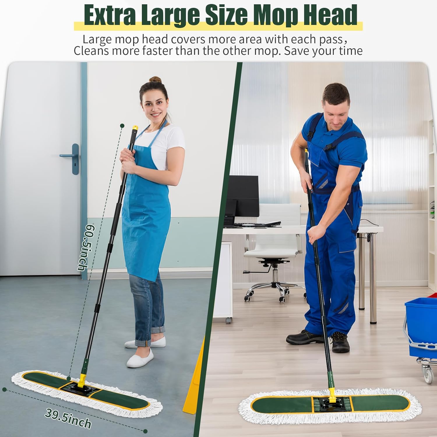 BUVE 36 Inch Commercial Dust Mop with Replacement Pads