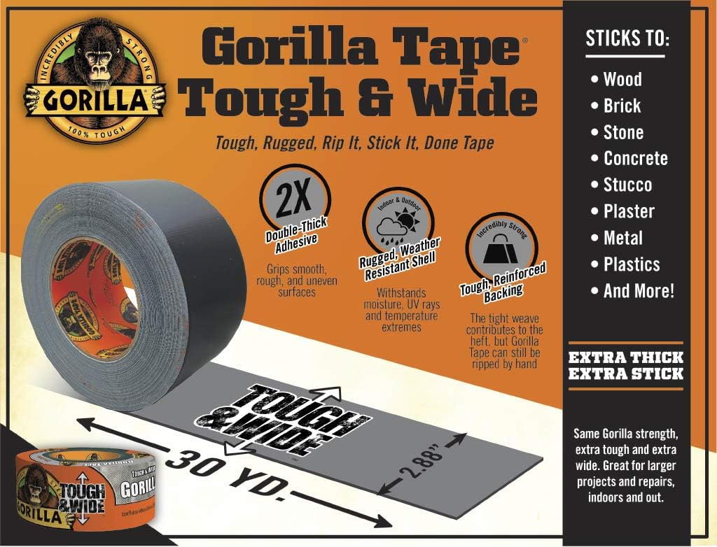 Gorilla Tough Wide Duct Tape 288 x 30 yd Silver 1