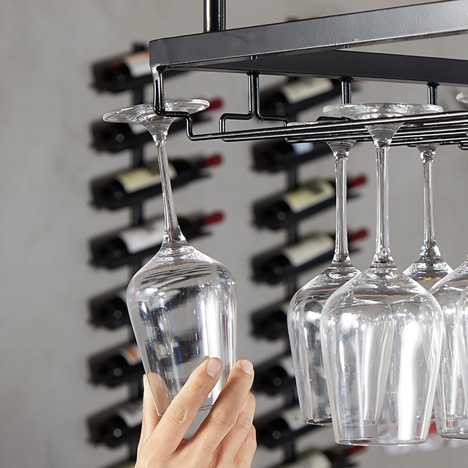 ZJDYDY Wall-Mounted Wine Rack with Goblet Holder