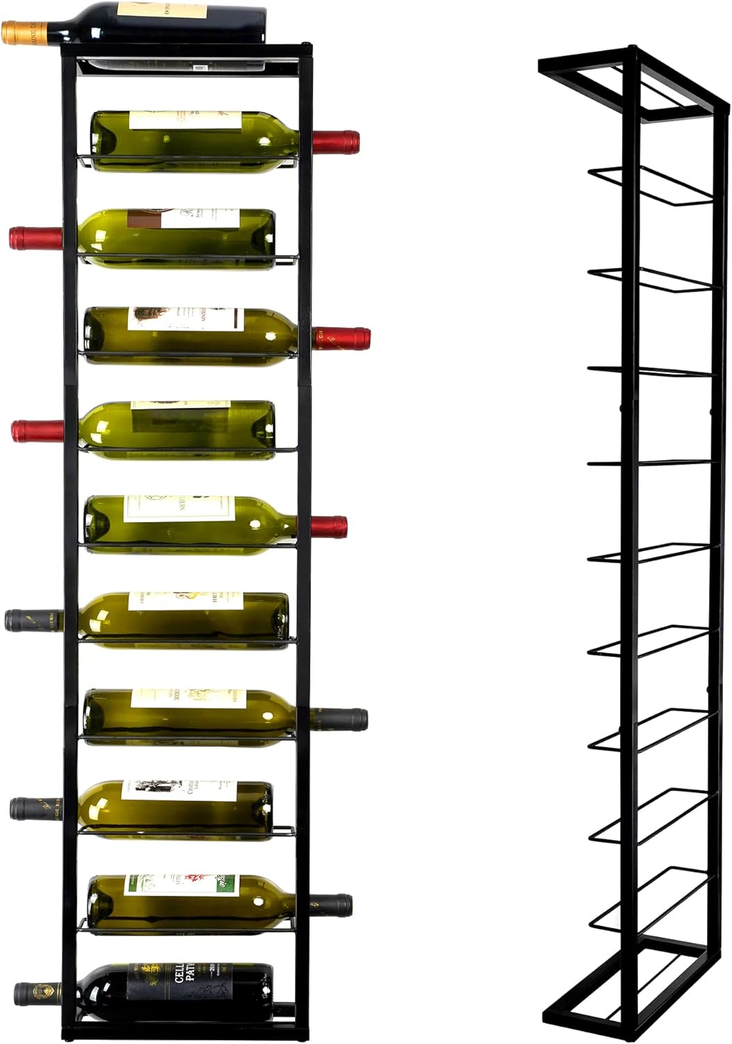 AQAREA Wall Mounted Wine Rack 10 Bottle Holder - Black