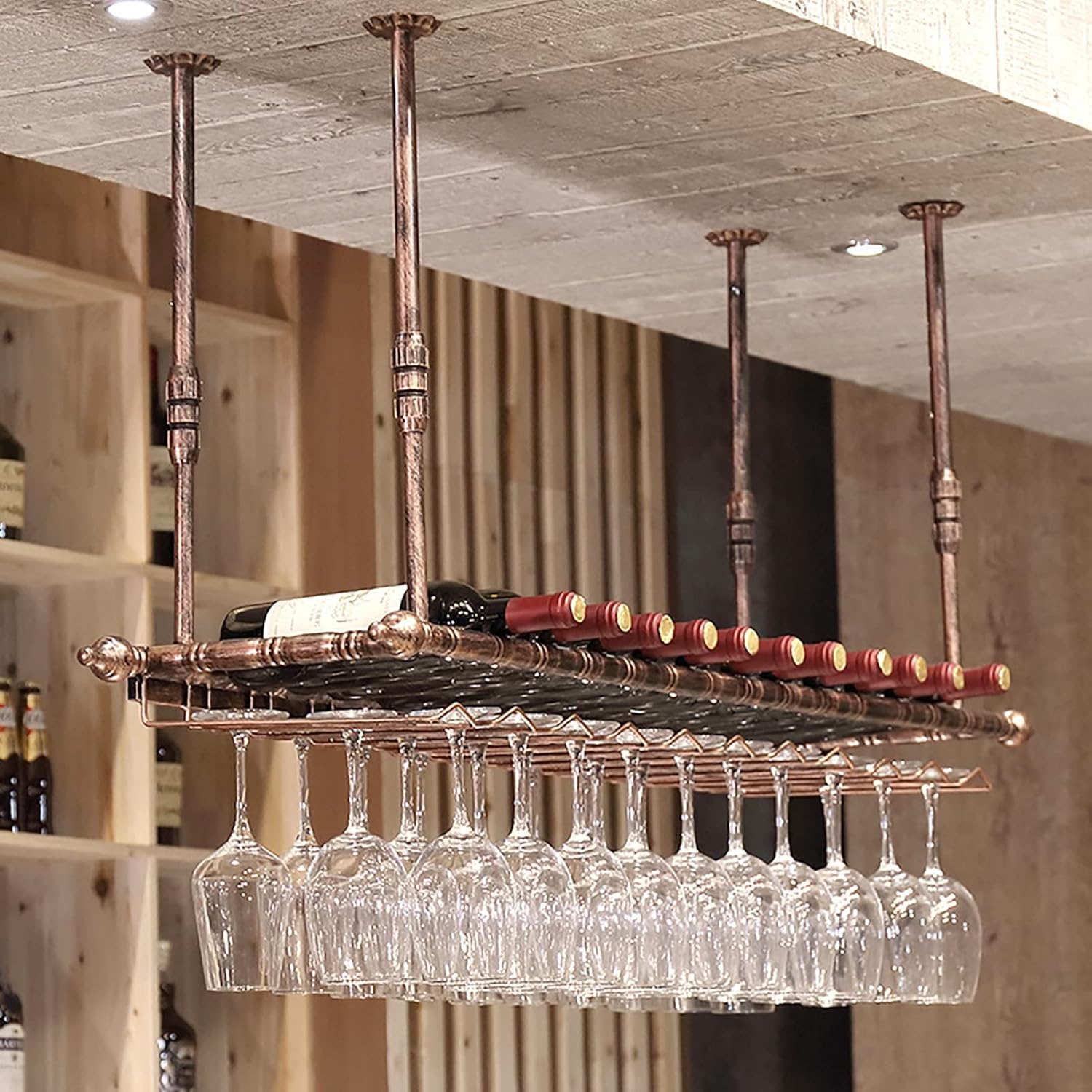 ZJDYDY Wall-Mounted Wine Rack with 2-in-1 Design