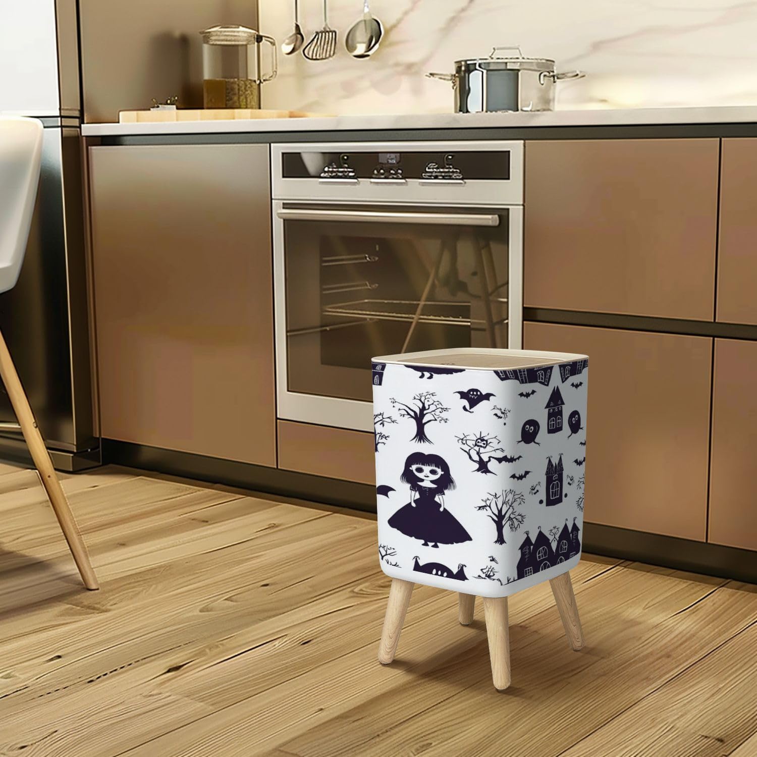 Small Trash Can with Lid 26 Gallon Gothic Design