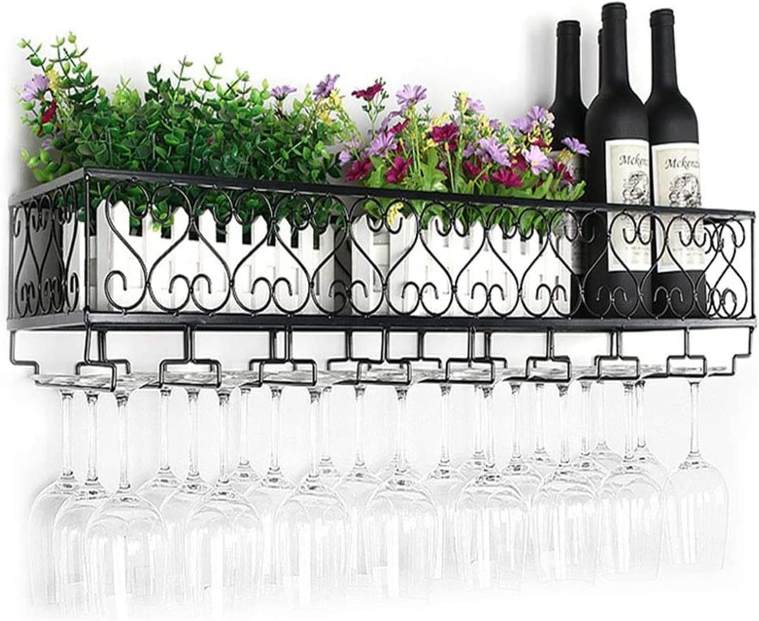 ALDEPO Wall-Mounted Wine Rack Black Industrial Style