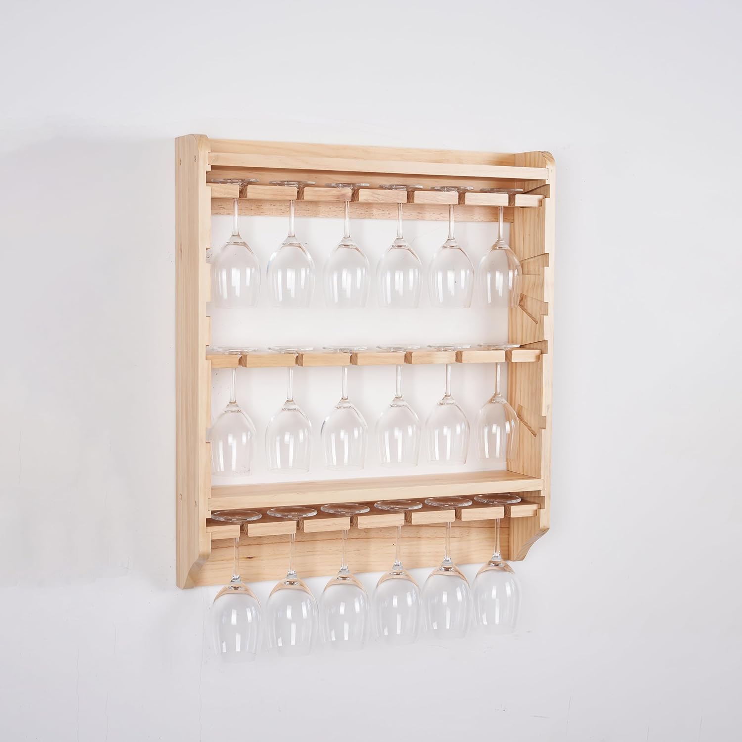 18 Bottle Wall Wine Rack with Glass Holder 1