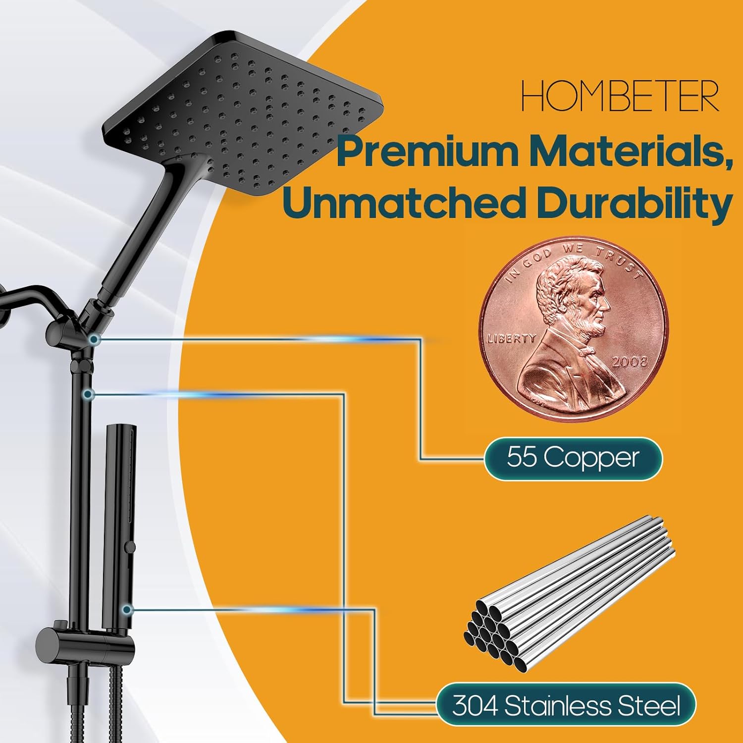 Hombeter 10 Inch Handheld Rain Shower Combo Matte Black
