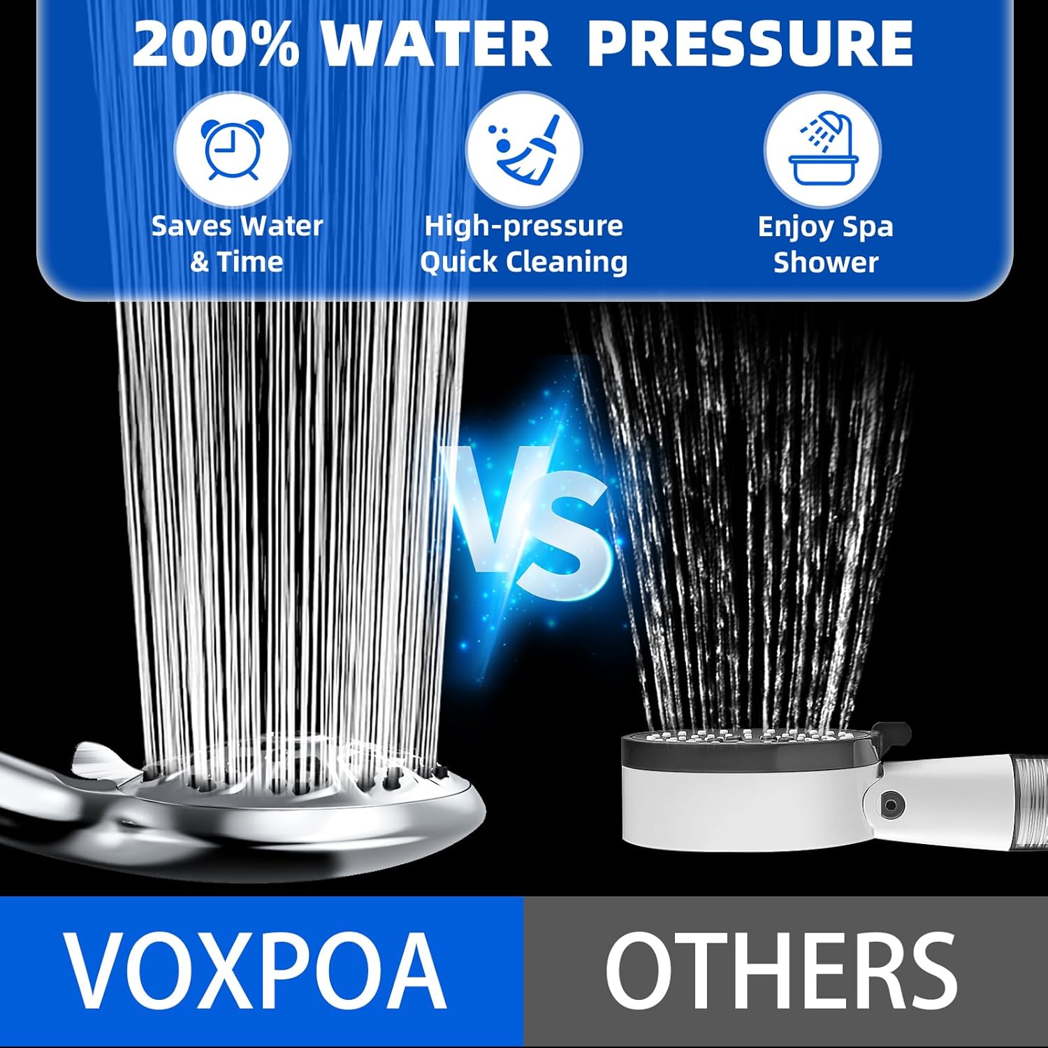 VOXPOA 5 Handheld Shower Head with 10 Spray Settings