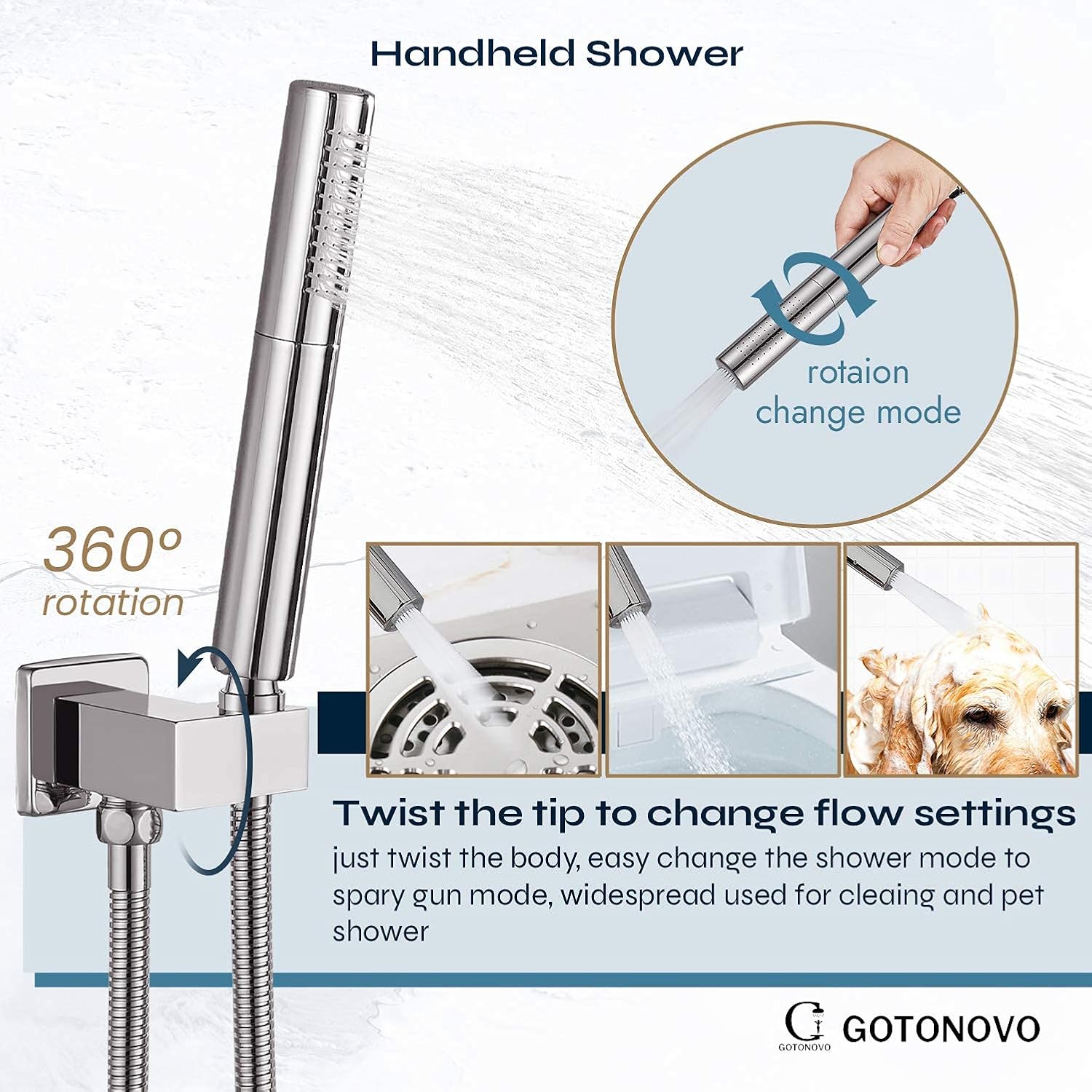 Gotonovo 12 Square Showerhead with 2-in-1 Handheld