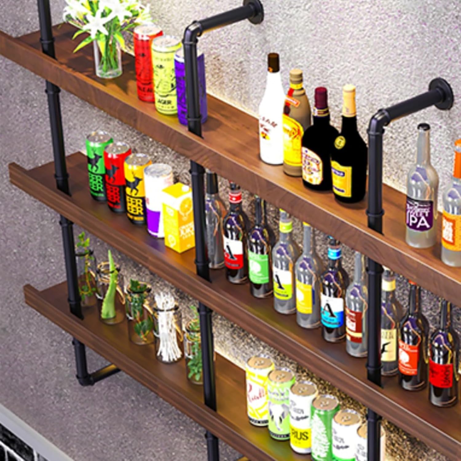 COmepa Wall Mounted Wine Rack with LED Lights